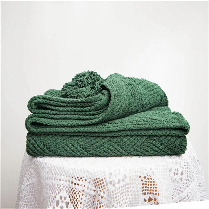 Chenille Plaid Knitted Throw Blanket