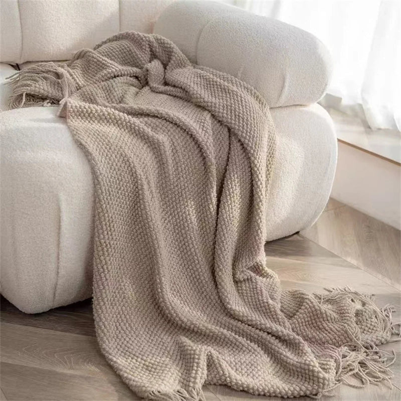 Nordic Homestay Knitted Hanging Tassel Blanket